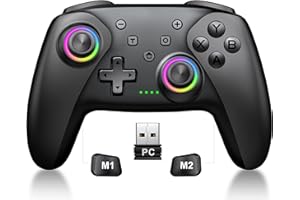 ELISWEEN Wireless PC Gaming Controller - Enhanced Wireless Blue-tooth Controller with Hall Joysticks & 1000mAh Battery-Game Controller Work for Android/iOS/Steam and Switch 2/1 with Turbo Controller with Programmable (Black-PC)