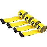 Autofonder 4" x30' Winch Straps with Flat Hook Flatbed Tie Downs Truck Straps 5,400lbs Load Capacity Cargo Control for Flatbeds, Trucks, Trailers, Farms, Rescues, Tree Saver, Yellow(4 Pack)