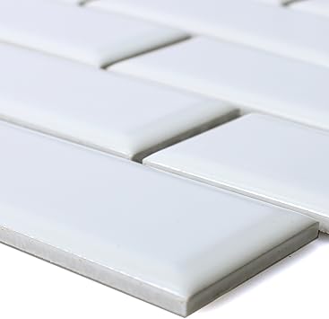 Keramik Mosaikfliesen Devon Metro Facette Weiss Wandverkleidung Mosaikstein Bad Badmosaik Badezimmer Badfliesen Verblendstein Amazon De Baumarkt