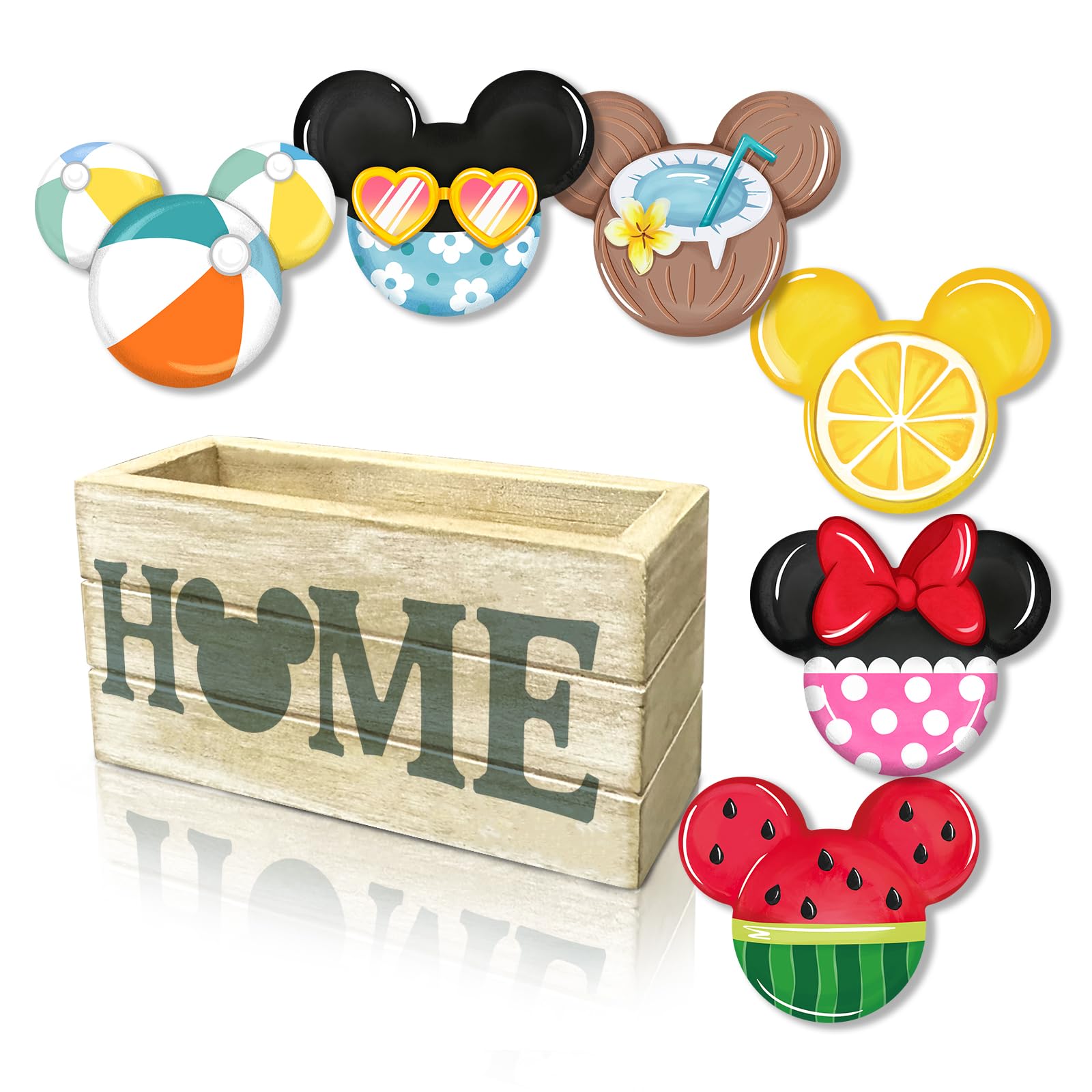 Photo 1 of Pycat Summer Drink Coasters with Storage Box Set of 6, Lemon Watermelon Wooden Cup Mat for Coffee Table Protection, 4 Inch Ball Coconut Home Kitchen Decor Housewarming Gifts
