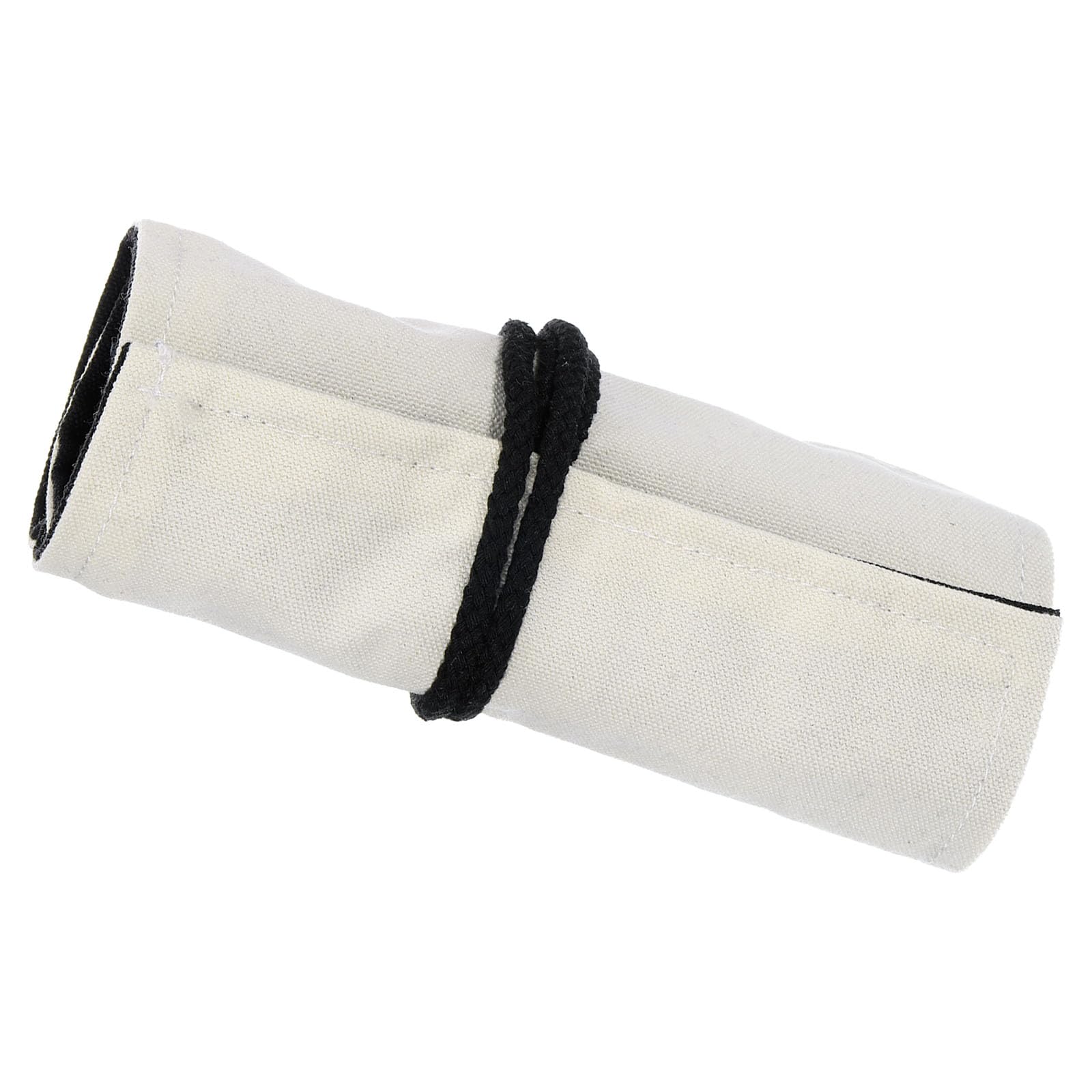 PATIKIL Handmade 24 Slots Roll Up Pencil Case, Canvas Pencil Wrap Pouch Pen Holder Organizer for Artist Drawing Coloring Sketching, White/Black