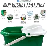 TDBS 12L Colour Coded Mop Bucket with Wringer & Handle Green for Hygiene view 2