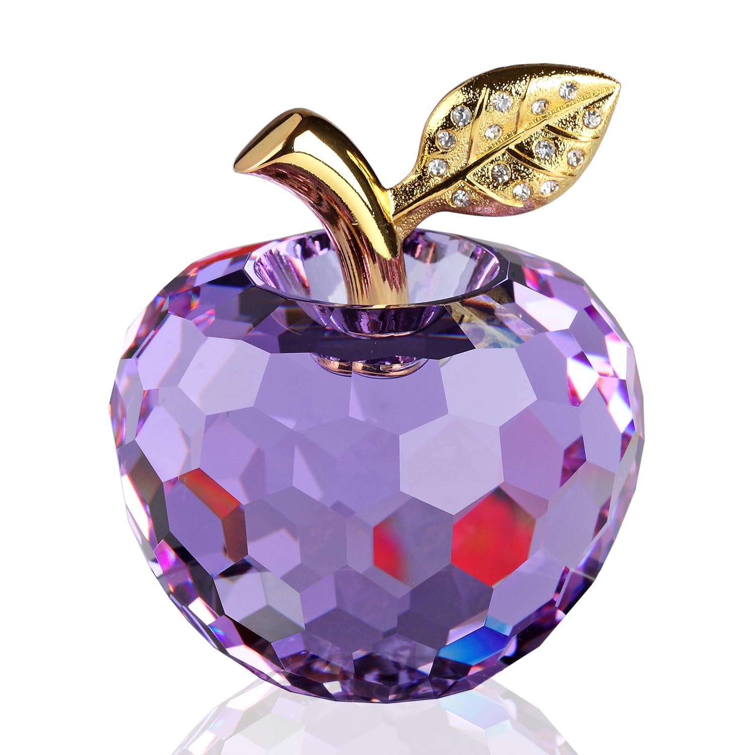 DOJOZ Crystal Apple Valentine's Day Gift Paperweight Craft Decoration Table Decoration Statue Home Decoration (Purple)