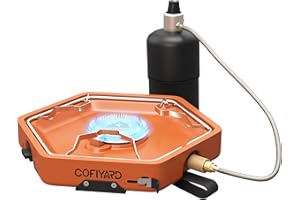 Cofiyard 1-Burner Propane Stove Portable Camping Stove with Carry Strap, Backpacking Camp Stove for Outdoor Cooking, Flick-Style Ignition, Temperature Control, 8600 BTUs of Power for Camping BBQ& More