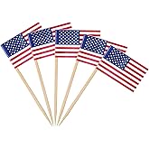 AhfuLife American Flag Toothpick, 100 Pcs America Toothpick Flag - 4th of July Decorations Cupcake Toppers, American Flag Cocktail Picks for Patriotic Party Decorations