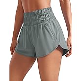 CRZ YOGA High Waisted Dolphin Running Shorts for Womens Mesh Liner for Gym Workout Athletic with Zipper Pocket
