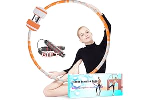 BILIGILA Weighted Exercise Hoop for Adults Weight Loss,8 Section Detachable Fitness Exercise Hoops with Jump Rope for Women and Men,Soft Padded Workout Hoops for Lose Weight Fast