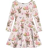ZPINXIGN Girls Fall Dress Long Sleeve Swing Skater Dresses Cute Outfits for Party Casual