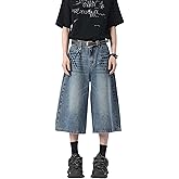 DOSLAVIDA Baggy Jorts Mens Denim Shorts Summer Jean Shorts Loose Casual Fashion Capri Jeans