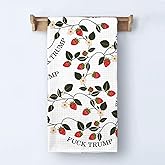 Strawberry & Attitude Kitchen Towel Gift Friends Family - Funny Political Home Decor - F*Ck Donald Tru Towel - Strawberry Dishes Towels - Soft & Absorbent Kitchen Towels For Anti President
