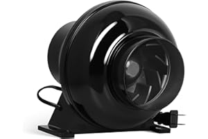 HealSmart 4 Inch Exhaust Inline Duct 195 CFM Quiet Vent Booster Blower for Indoor Grow Tent Hydroponics Ventilation, Fan New, Black