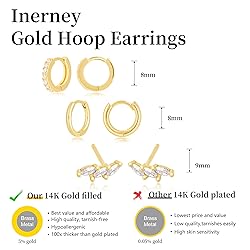 Inerney Gold Huggie Hoop Earrings Set for