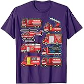 Types of Fire Truck Boys Toddlers Firefighter Trucks T-Shirt