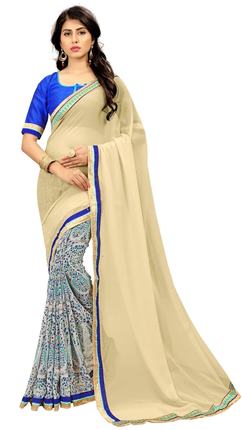 ruchika fashion women's multi colour printed saree with blouse piece material