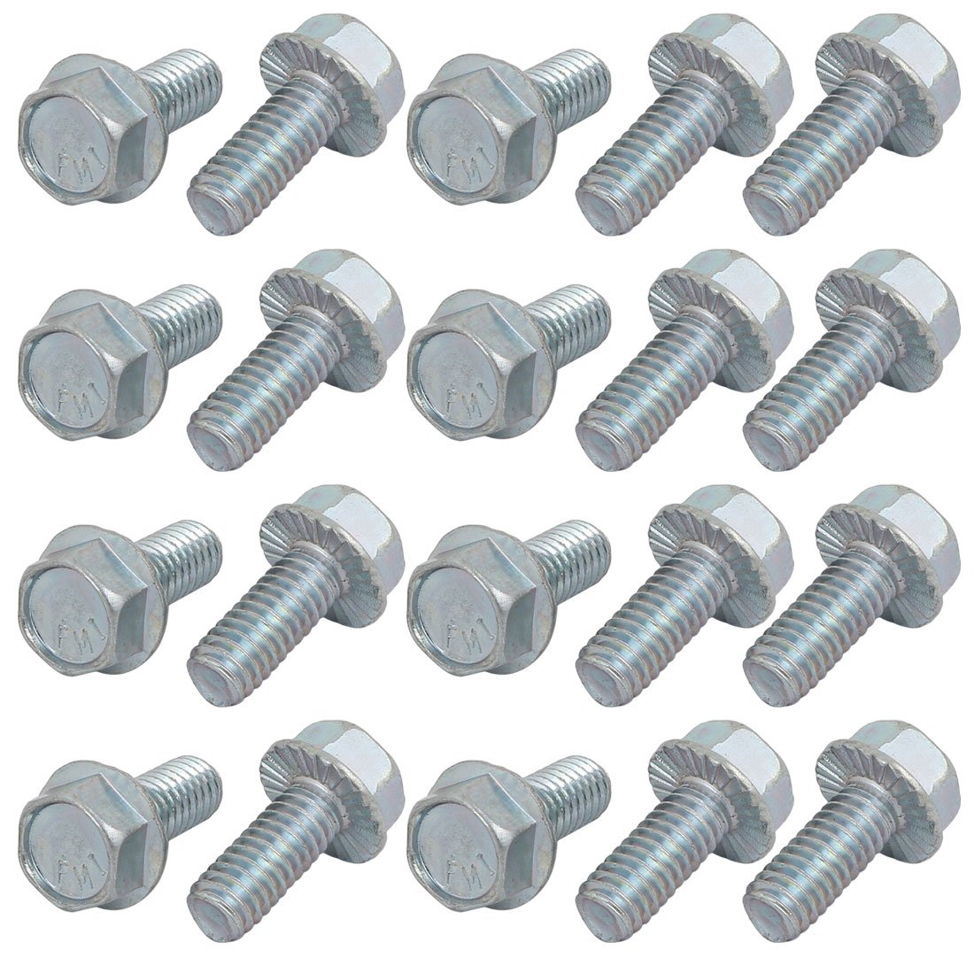 Sourcingmap 20Pcs 5/16-18 x 3/4 Inch Thread Carbon Steel Hex Serrated Head Flange Screw Bolt