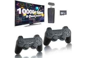 ZLYSYCM Wireless Retro Game Console, Retro Game Stick, Nostalgia Stick Game, 10,000+ Games & 9 Emulators Built in, Plug and Play Video Games for Tv 4K HDMI, 2.4g Wireless Controllers (64G)