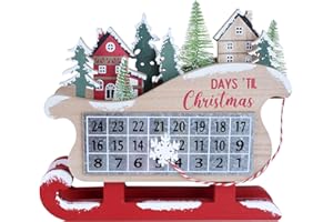MEETYAMOR Christmas Countdown, Large Size Wood Christmas Snow House Christmas Decor, Farmhouse Rustic Sign Days Until Chtistmas Advent Calendar Christmas Decorations Indoor for Home, Table, Mantle