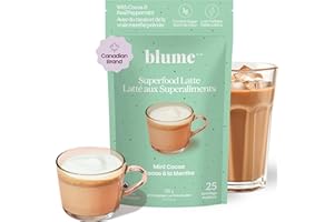 Blume Mint Cocoa Blend - Superfoods latte with Organic Cacao, Vegan - 25 Servings - Canadian Brand