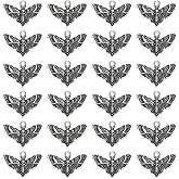 SUNNYCLUE 1 Box 100Pcs Moth Charm Bulk Gothic Halloween Charms Antique Silver Tibetan Alloy Skull Skeleton Head Flying Insect Charm for Jewelry Making Charms DIY Bracelet Earrings Beginners Women