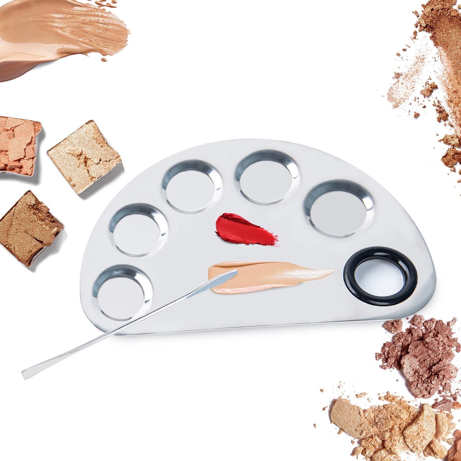 Pro Cosmetics Makeup Mixing Palette, Premium Stainless Steel Metal Makeup Palette Spatula Tool, Suitable for Mixing Foundation/Eye Shadow/Eyelash/Lipsticks/Nail Art