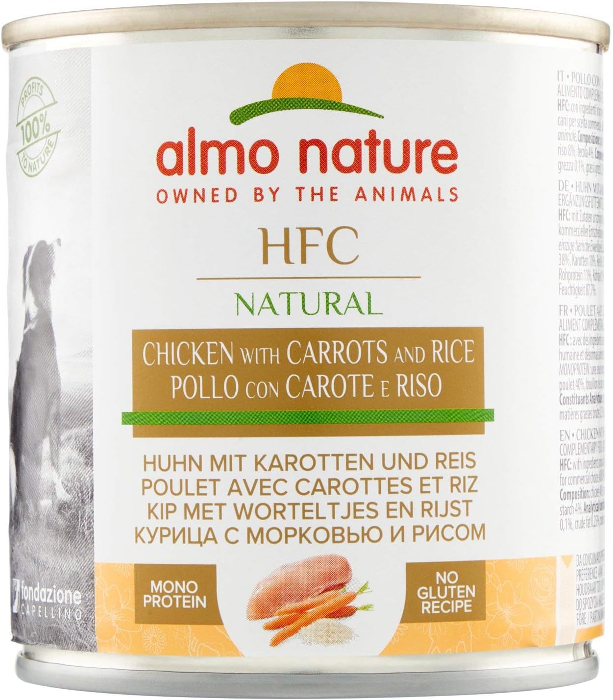almo nature HFC Wet Dog Food, Cuisine Chicken with Carrots and Rice, 280 g, Pack of 12, Transparent, 280 g (Pack of 12)
