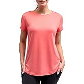 Hello Mello Women’s Sleep and Lounge Pajamas Top Short Sleeve Crewneck Lightweight Dream Tee Shirt - Salmon, Small