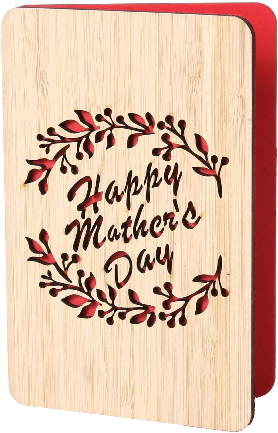 Happy Mother's Day Card,Handmade with Real Bamboo Wooden Mother's Day Gifts for Mum,Wife,Wood Mom Birthday Card from Daughter