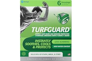 MEDAGEL TURFGUARD Turf Burn and Wound Dressing, Hydrogel Pads with X-Static Silver, Soothing, Cooling Protective Treatment for Grass Burns & Wounds, 2" x 3" Sterile Dressings, 6 Count