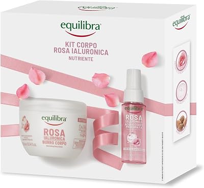, Kit Corpo Rosa Ialuronica Nutriente, Contiene 1 Rosa Ialuronica Burro Corpo Nutriente, 300ml, e 1 Rosa Ialuronica Acqua Profumata, con Acido Ialuronico, 50ml