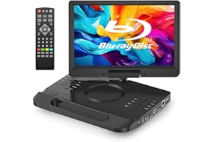 FANGOR 13.3 Inch Portable Bluray Player with 12" HD Swivel Screen, 5 Hours Rechargeable Battery and Remote Control, HDMI Out/