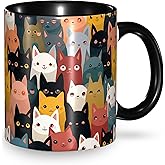 LYEMVHE Cat Coffee Mug Funny Ceramic Tea Cup Novelty Present for Women Men Home and Office Birthday Microwave Safe 11oz