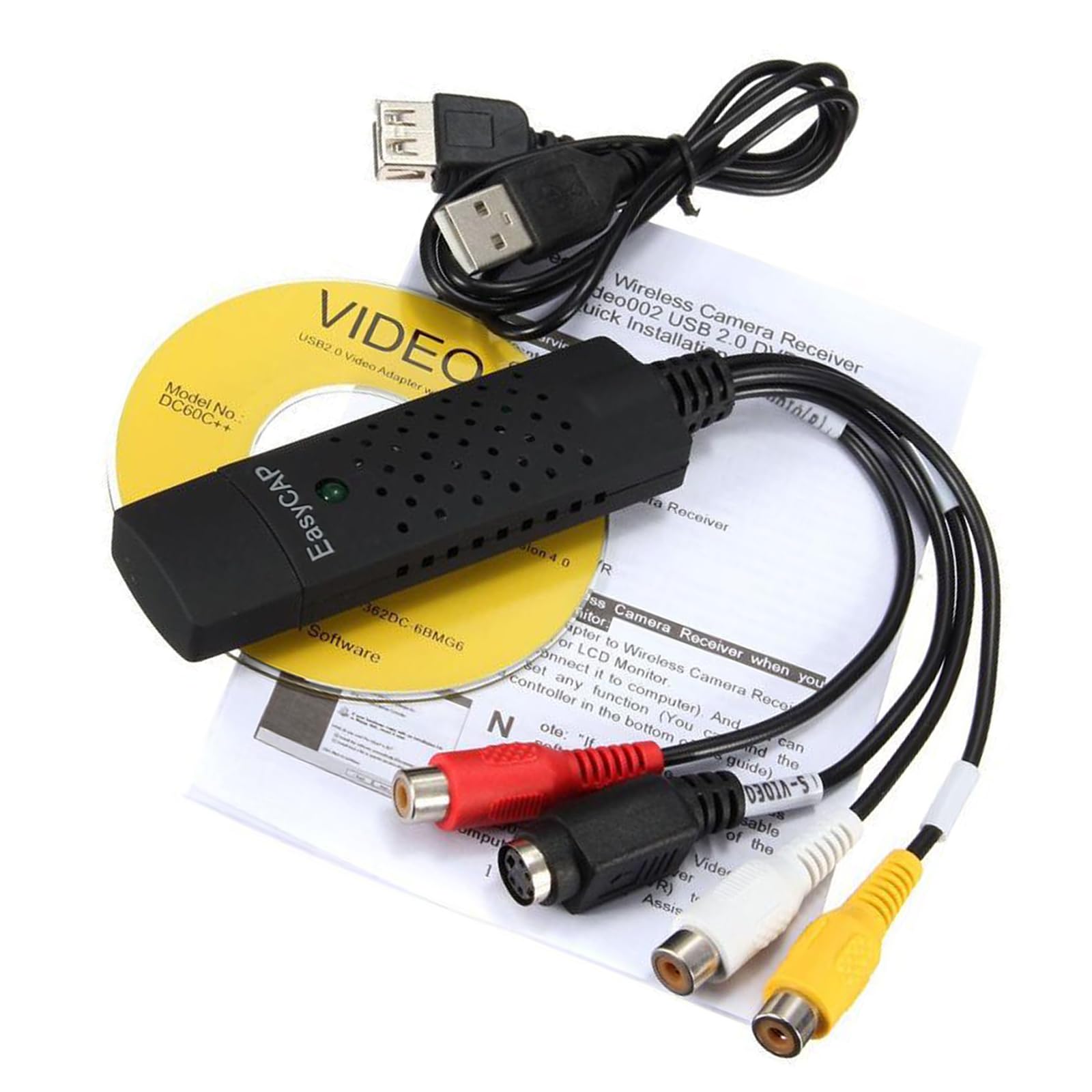 USB 2.0 Adapter TV Video Audio VHS to DVD Converter Capture Card Adaptor Set