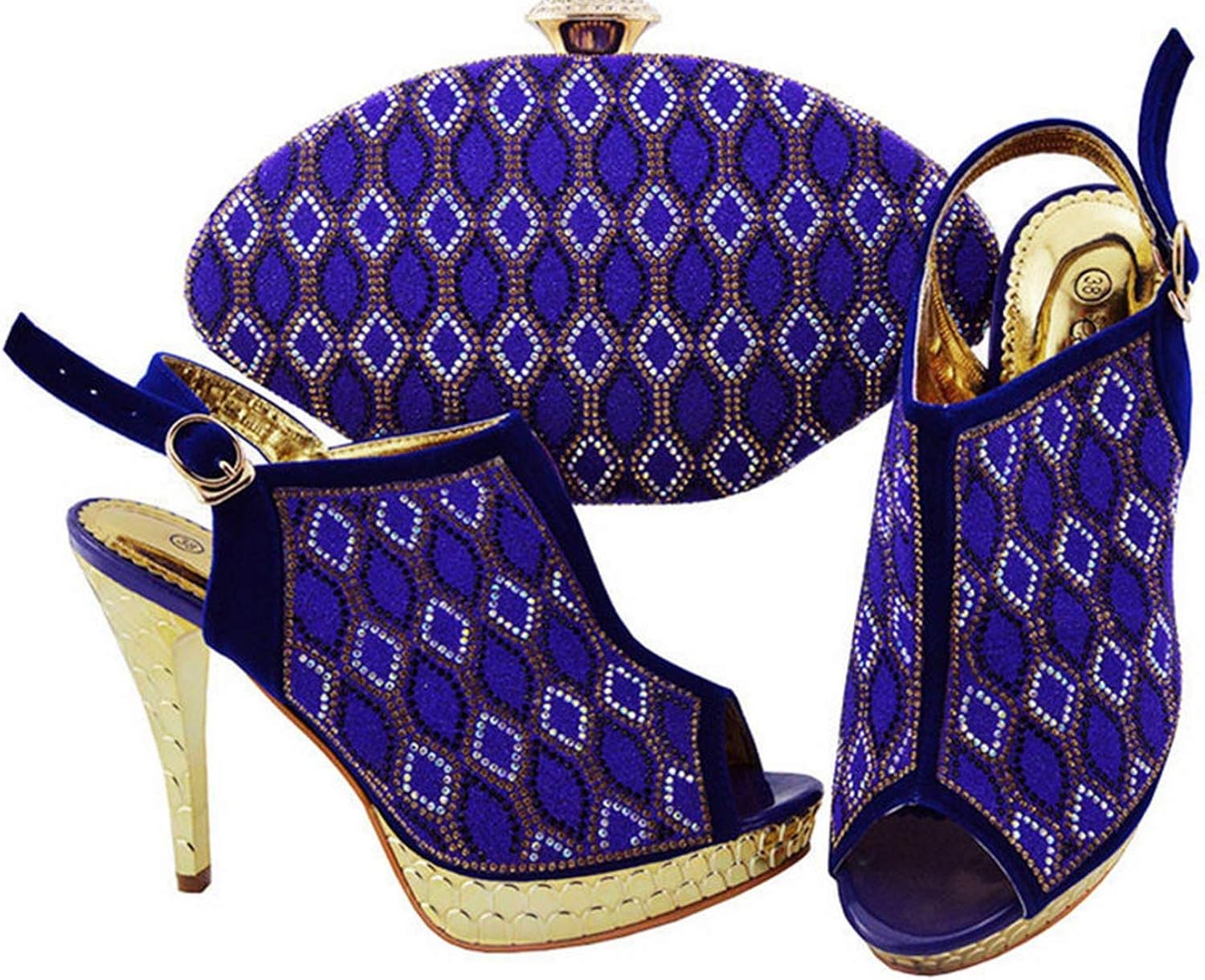Shining Crystal African Zapatos con Bolsa a Juego para Mujer, Zapatos y Bolsos, Juego de Shining Crystal African Zapatos con Bolsa a Juego para Mujer, Zapatos y Bolsos, Juego de