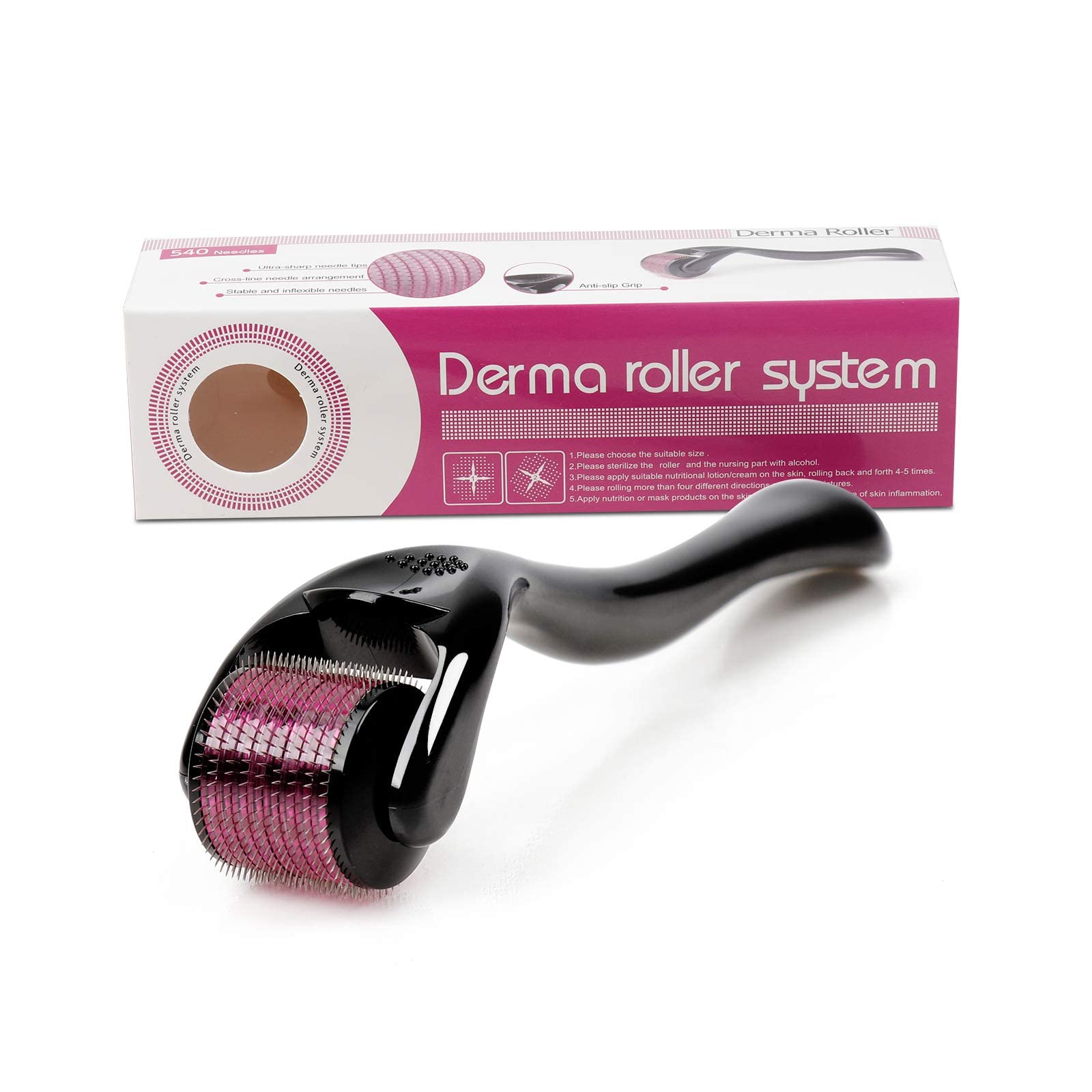 Derma Roller 1.5mm for Face Body Skin Care Microneedle 540 Dermarolling Beard Hair Regrowth Stainless Steel Needle for Wrinkle Stretch Marks Scar Cellulite Women Men