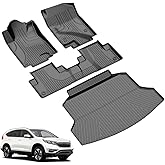 Floor Mats & Cargo Liner Fit for Honda CRV CR-V 2012-2016 LX, SE & EX (Not Fit EX-L & Touring Models) - All Weather Protection Car Floor Liners with Trunk Mat - 1st and 2nd Row Full Set Car Mats Black