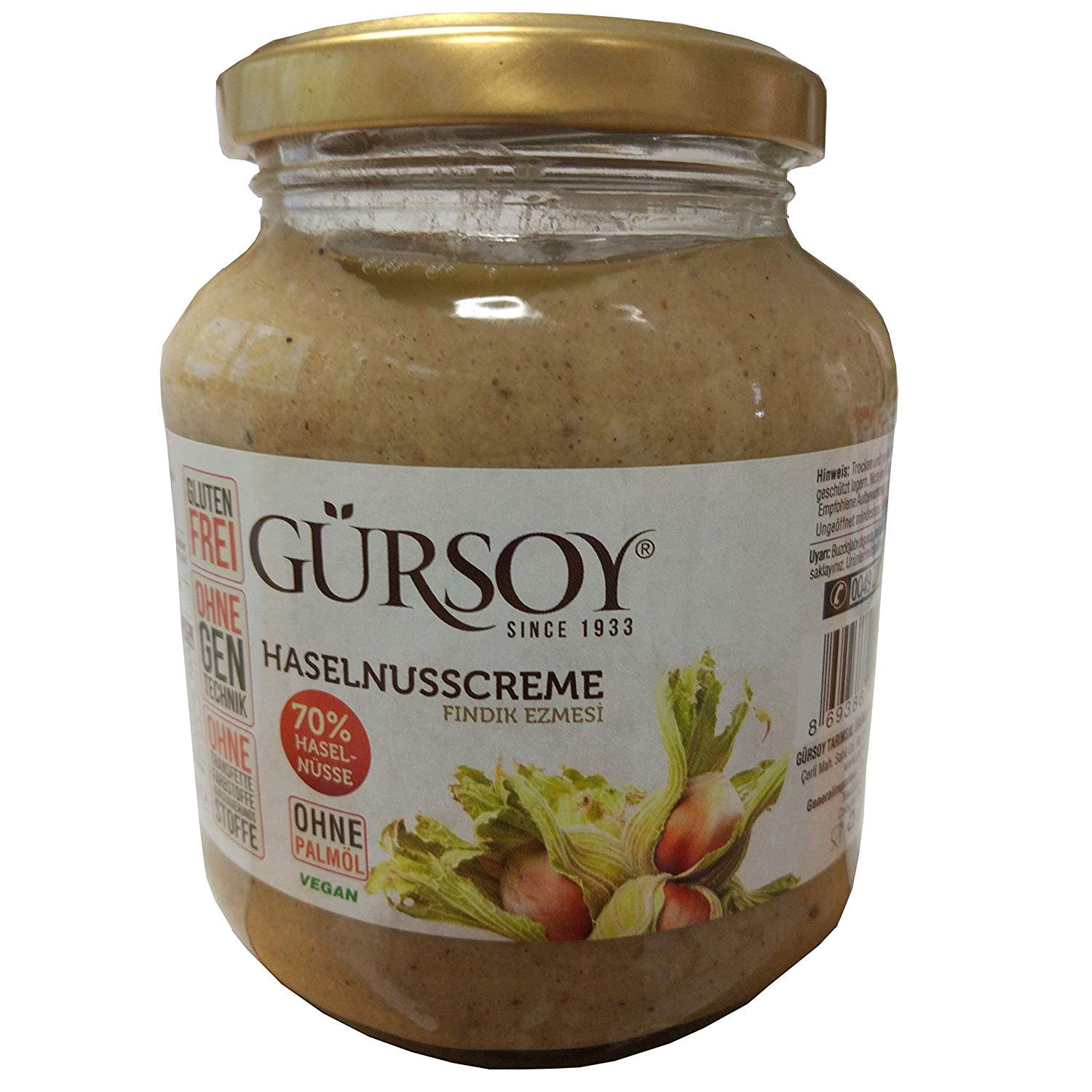 Gürsoy | Haselnussmus | 70% Haselnussanteil | Brotaufstrich | Gluten ...