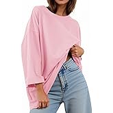 Tankaneo Womens Oversized 3/4 Bell Sleeve TShirts Casual Crewneck Fall Trendy Tunic Tops Loose Fit Basic Tees