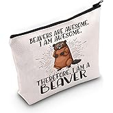 LEVLO Beaver Cosmetic Makeup Bag Beaver Lover Gift Beavers Are Awesome Makeup Zipper Pouch Bag For Beaver Fans (Beavers Are Awesome)