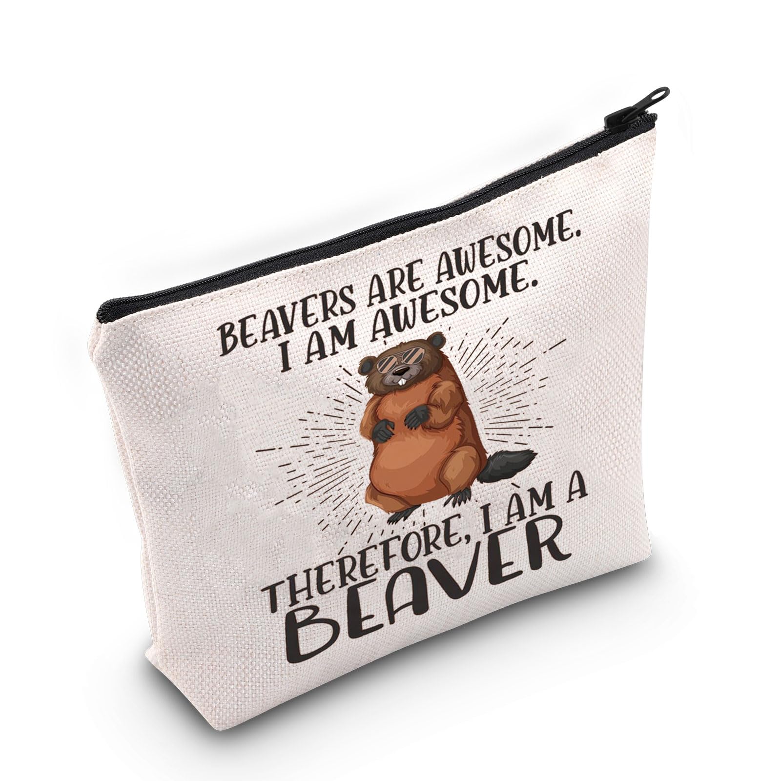LEVLO Beaver Cosmetic Makeup Bag Beaver Lover Gift Beavers Are Awesome Makeup Zipper Pouch Bag For Beaver Fans, Beavers Are Awesome, Cosmetic Bag