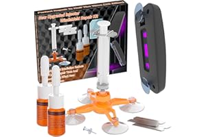 Brennenstuhl Windshield Repair Kit for Chips and Cracks, Rock Chip Repair Kit Windshield, for All Car Windshield Crack Repair Kit to Repair Scratches, with Curing and Pressurizing Device (Orange)