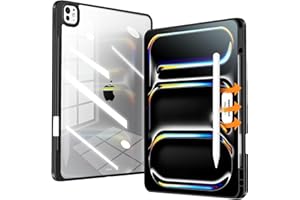 MATEKXY for 2024 iPad Pro 13 Inch Case M4 with Pencil Holder [Slim Back Shell], [Non-Yellowing][Ultra-Thin] [Supports Apple Pencil 2 / Pro] Case for iPad Pro 13 (2024, 7th Generation) - Black