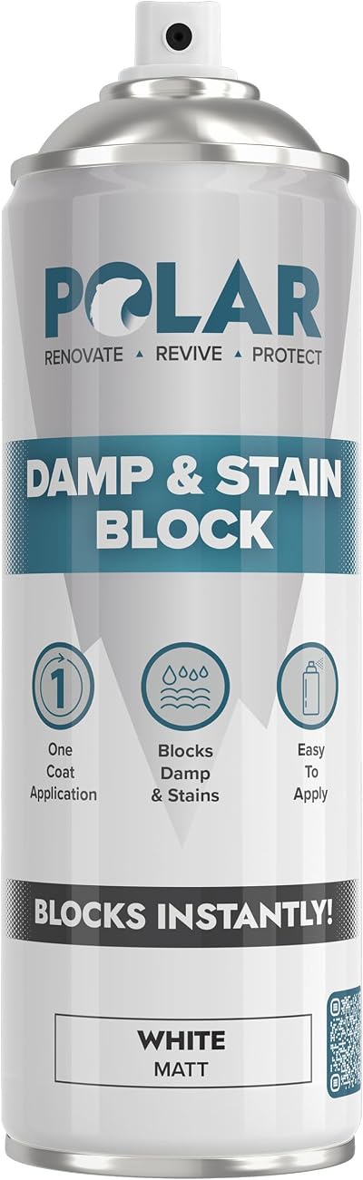 Polar Damp & Stain Block Spray 500ml White Primer Sealer Mould Rust