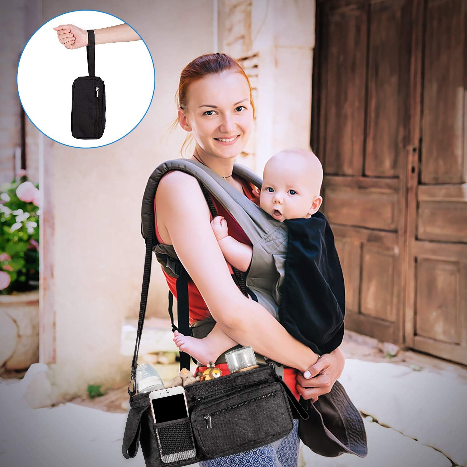 Universal Stroller Organizer with 2 Insulated Cup Holders, Lupantte Stroller Accessories, for Carrying Diaper, iPhone, Toys & Snacks, Fits Britax, Uppababy, Baby Jogger, Bugaboo and BOB Stroller.: Home Improvement