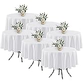 Fitable 6 Pack White Round Table Clothes - 70 Inches in Diameter - Stain Resistant and Washable Tablecloths, Polyester Fabric Table Covers for Wedding, Party, Banquet, Gathering