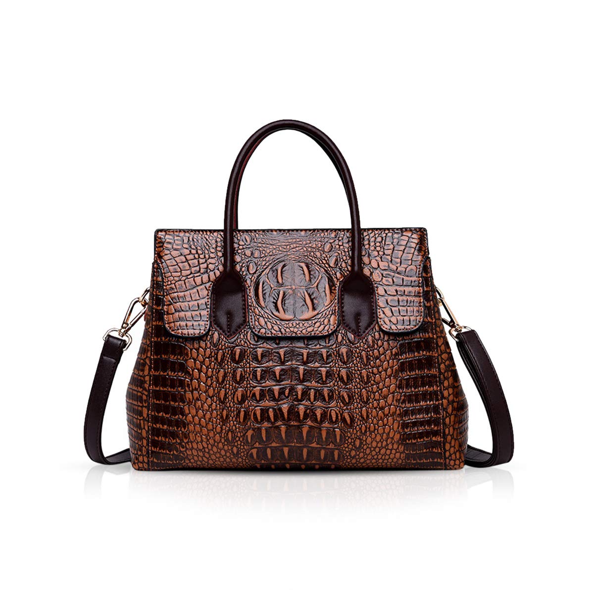NICOLE & DORIS Woman Handbags bags for women Crocodile top handle bags luxurious leather fashion handbags PU leather Brown