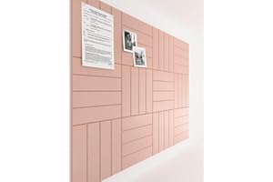 Fluxynara Felt Bulletin Board Tiles Large 48" x 36" Cork Board Alternative-12 Pack with 70 Adhesive Tabs, Thick Slat Wall Panels for Office Decor, Push Pin Board Wall Organizer Alternative -Coral