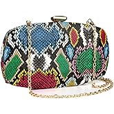 Gets Multicolor Snakeskin Purse for Women Box Evening Bag Green Snakeskin Clutch Handbag Party Wedding