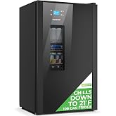 Nutrichef Beer Fridge 108 Can Capacity | Freestanding Beverage Refrigerator with Glass Door for Beer &amp; Soda | Adjustable Temperature 21&deg;F to 64&deg;F | Adjustable Shelves | 19 x 17 x 33 IN | Black