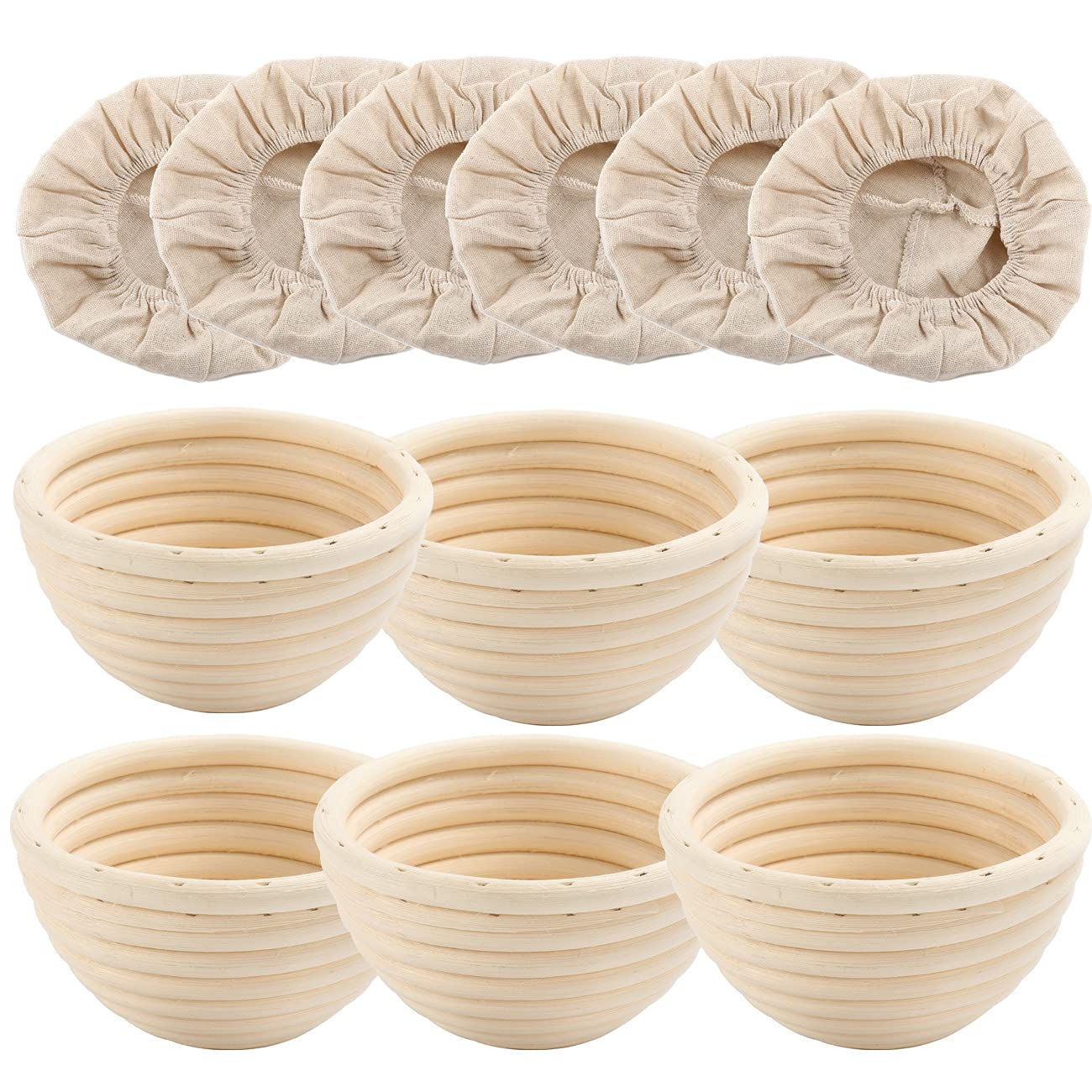 Small Round 11cm/4inch Natural Rattan Bread Proving Basket with Cloth Liner Sourdough Bannetons Fermentation Basket Bread Baking Mold Bakery Tools
