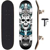 Sumeber Standard Skateboards for Beginners Kids Boys Girls Youths Adults Starter-Complete Skate Boards 31''x 8'' Maple Wood Skateboard